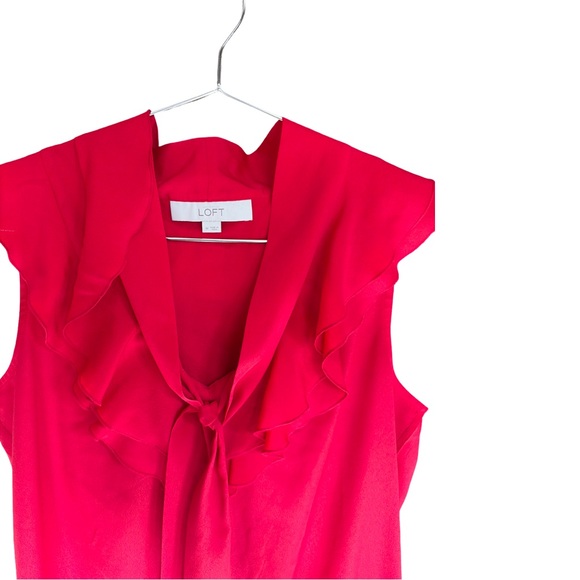 LOFT Bright Pink Ruffle Blouse - Picture 4 of 7